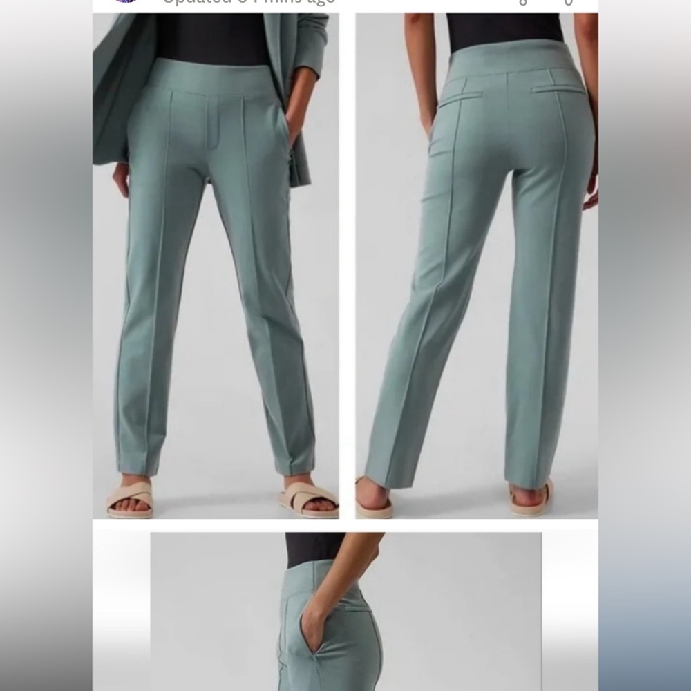Athleta Women's Flared Pants Black Size 10 Side Zip Elastic Waist Pockets - Picture 4 of 5